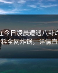圈内人在今日凌晨遭遇八卦炸裂，51爆料全网炸锅，详情直击