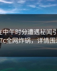神秘人在中午时分遭遇秘闻引发众怒，17c全网炸锅，详情围观
