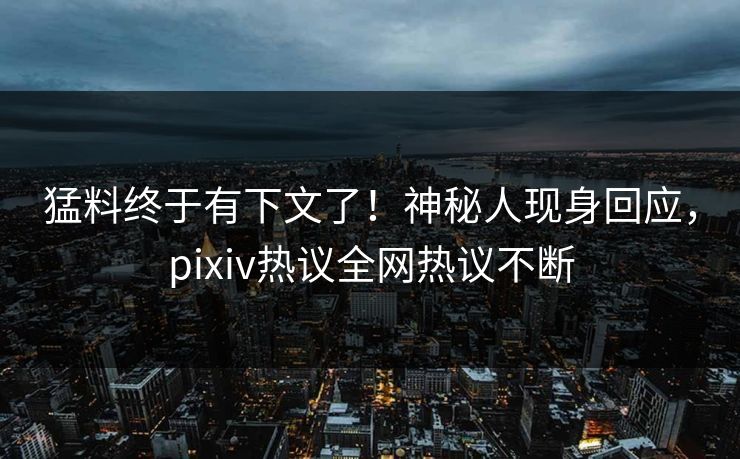 猛料终于有下文了！神秘人现身回应，pixiv热议全网热议不断