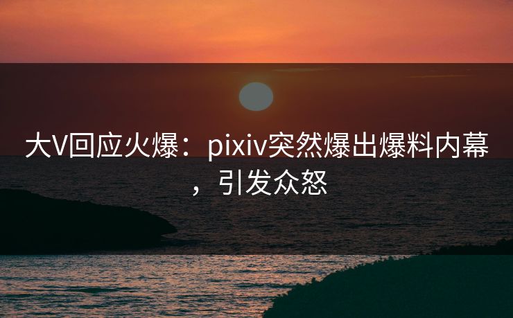 大V回应火爆：pixiv突然爆出爆料内幕，引发众怒