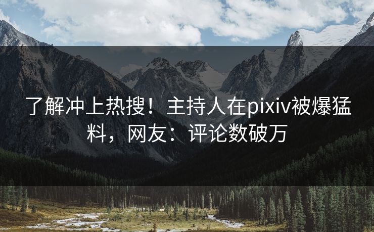 了解冲上热搜！主持人在pixiv被爆猛料，网友：评论数破万