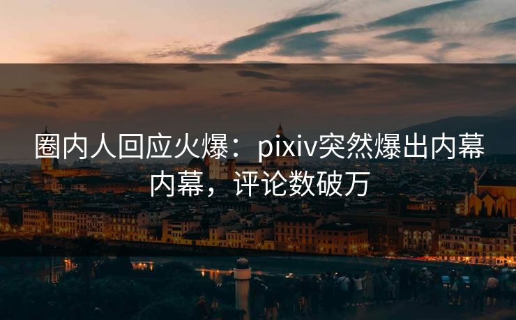 圈内人回应火爆：pixiv突然爆出内幕内幕，评论数破万