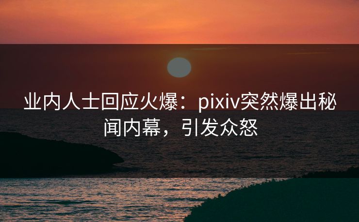 业内人士回应火爆：pixiv突然爆出秘闻内幕，引发众怒
