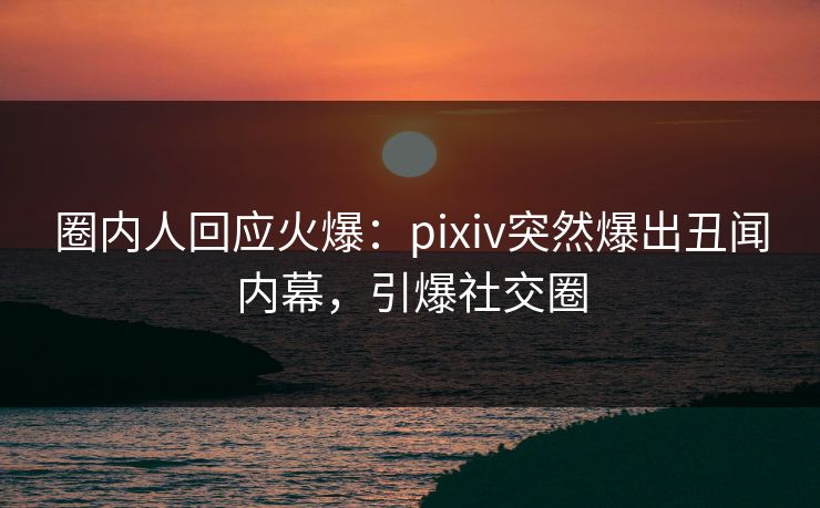 圈内人回应火爆：pixiv突然爆出丑闻内幕，引爆社交圈