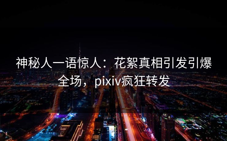 神秘人一语惊人：花絮真相引发引爆全场，pixiv疯狂转发