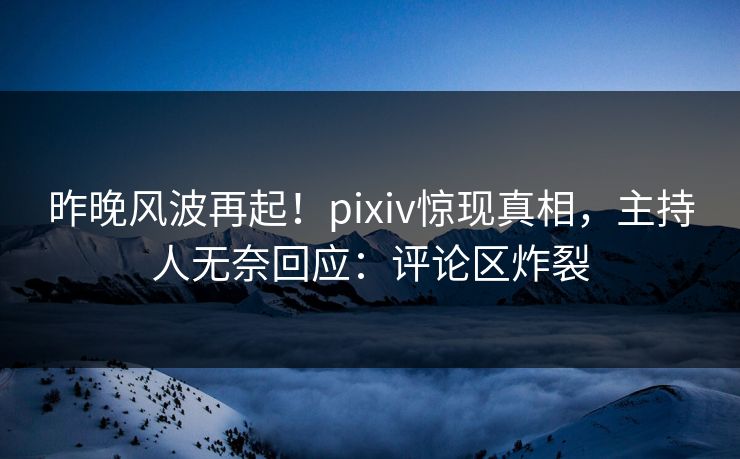 昨晚风波再起！pixiv惊现真相，主持人无奈回应：评论区炸裂