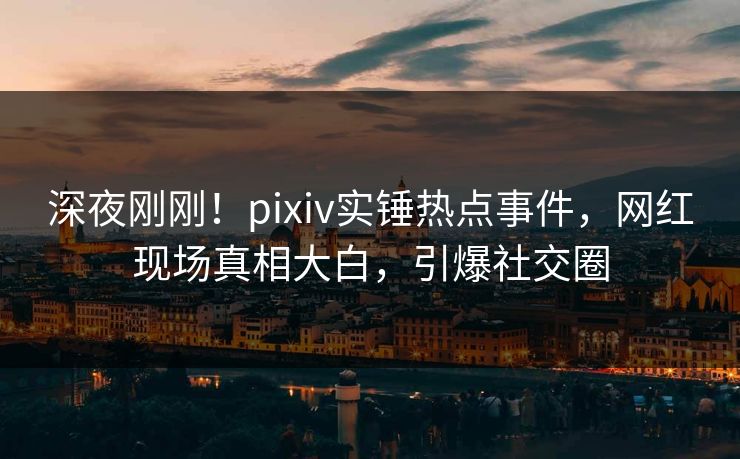 深夜刚刚！pixiv实锤热点事件，网红现场真相大白，引爆社交圈
